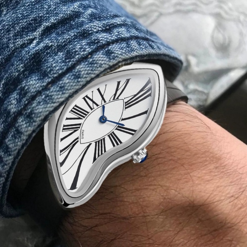 Surrealist Art Melting Clock W - Leather Watch Band Men recension och pris